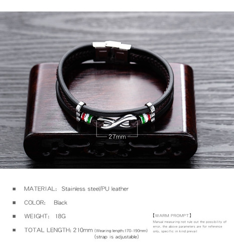 Imagen 3 de 6 de Pulsera Infinito Piel Y Acero - 35
