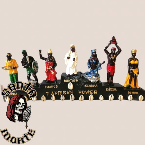 Barra De 7 Potencias Africanas, Orishas Con Caracol, Resina.