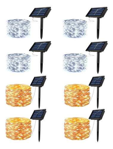 Paquete De 8 Luces De Cadena Con Energía Solar, 50 Led Li S