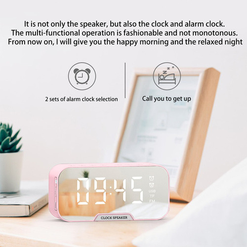 Reloj V Con Altavoz Bluetooth Y Pantalla Led De Espejo