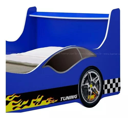 Cama Infantil Solteiro Carro de Corrida Azul