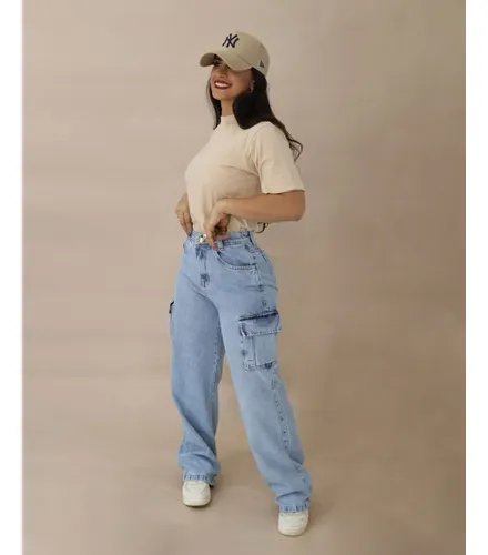 Calça cargo jeans feminina - imagem 7