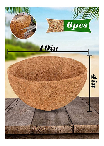 Cesta Redonda De Fibra De Coco Natural Con Forro De Coco, 6