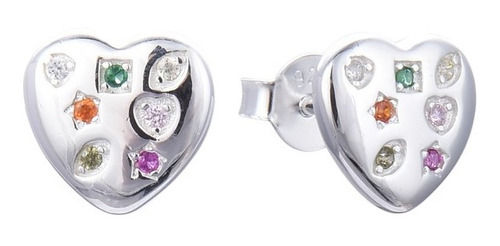 Aros Corazones Plata 925 De Circones Colores Importados