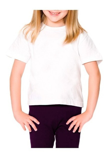 Camiseta Infantil Branca Básica Lisa Fio 30 Tam. 2 A 8 Anos