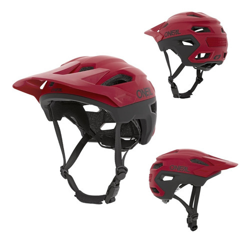 Casco Bicicleta Mtb Downhill Oneal Trailfinder Split Rojo Color Rojo Talla L/xl