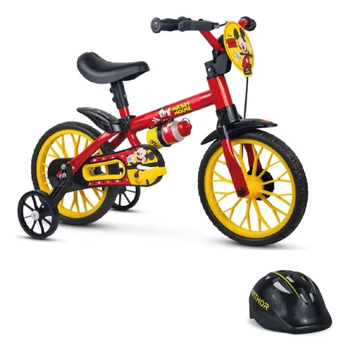 Bicicleta Infantil Aro12 Menino Nathor Mickey 21kg + Cap