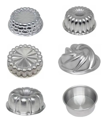 Kit 6 Peças Mini Forma Bolo Pudim Torta Suíça Decorada C12
