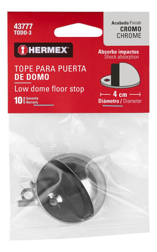 Tope P/puerta Tipo Domo, Acabado Cromo, Hermex