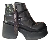 Comprar Plataformas Botas Ricky Sarkany Cuero Negras Taco Alto