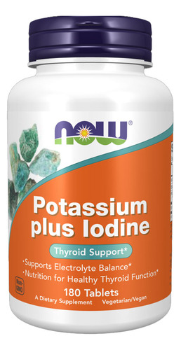 Potássio Plus Iodo Now Foods Potassium Plus Iodine 180tablts Sabor Sem sabor