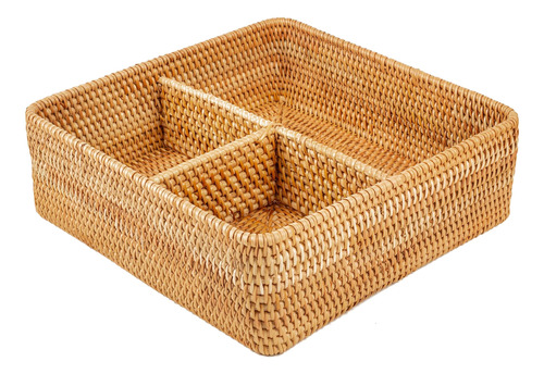 Cesta Mimbre Para Organizar Cocina 11.8 X 3.5  Dividida 3