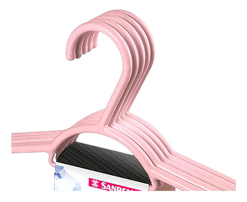 05 Kit C/5 Cabide Plastico Sanremo Cor Rosa Total 25unidades