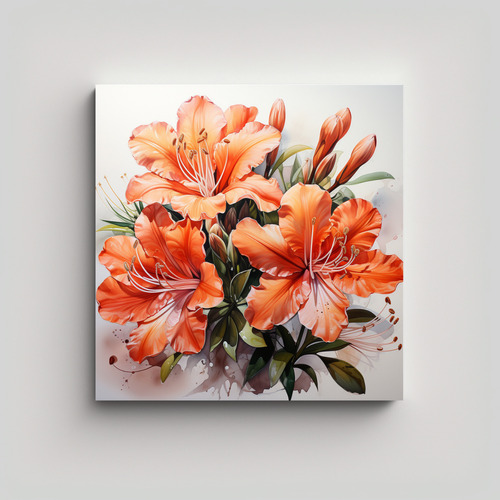 20x20cm Pintura Abstracta De Flores Rododendros Flores
