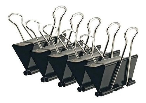 Prendedor De Papel Binder Clip 25 Mm Caixa Com 48 Unidades Cor Preto