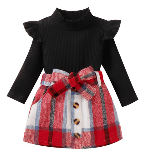 Blusas Y Falda De Cuello Redondo De Invierno Para Niñas Baby