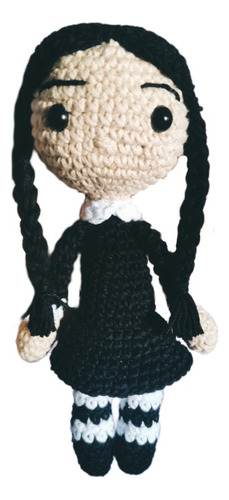 Merlina Addams Amigurumi Personalizado 20 Cm, Clásica 