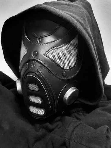 Máscara Cyber Punk Eco Cuero Amarillo Halloween Fiestas Rg Negro Mascara Gas Cyberpunk