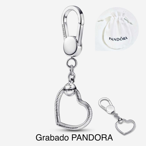 Llavero Moments Corazón Compatible Marca Pandora,plata+bolsa