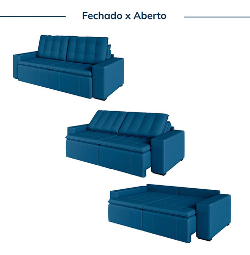 Sofá Cama Retrátil E Reclinável 4 Lugares 280cm Em Wt