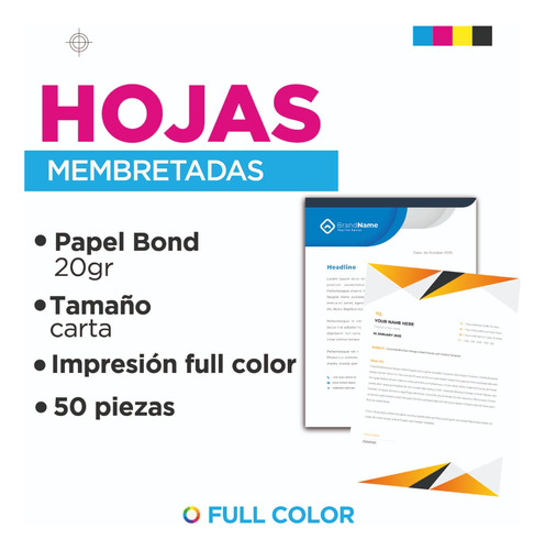 Hojas Membretadas En Carta A Full Color 