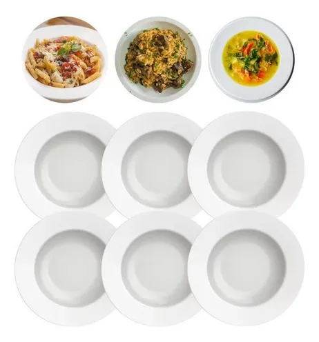 comprar Jg Pratos Fundos Com Aba Reforçada E Larga 23cm 12 Unidades