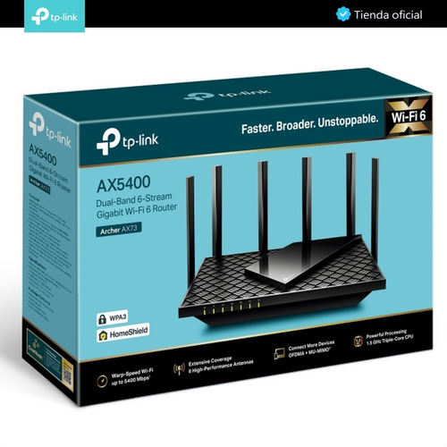Imagen 8 de 10 de Tp-link, Router Gigabit Wifi 6 Dual Band Ax5400, Archer Ax72