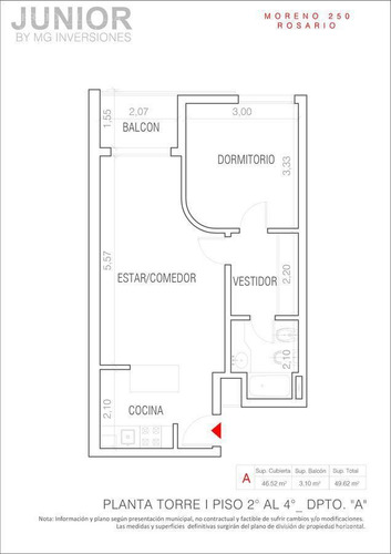Imagen 12 de 14 de Departamento De 1 Dormitorio En Venta En Rosario