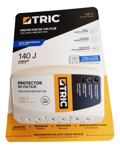 Protector De Voltaje De 3 Tomas Alta Resistencia 120v Tric