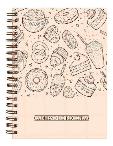 Caderno De Receitas Doces Sobremesa Nude 18x25cm