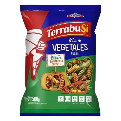 Pack Fideos Terrabusi 3 Vegetales Fusilli 500g X 15u. - Dh