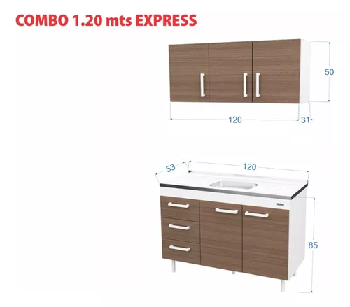 Bajo Mesada Sin Bacha Mueble Cocina Mosconi Express 1.20 Mts