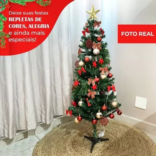 Árvore de Natal decorada 1.20m com enfeites