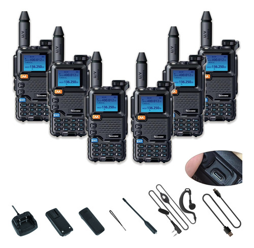Radios De Comunicación Largo Alcance Uv-5r+ Amfm Uhfvhf Kit6