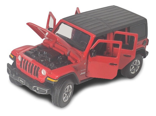 Miniatura Jeep Vermelho 1:32 Abre 4 Porta Acende Faróis