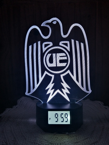 Unión Española Lámpara Led 3d Reloj Alarma 7 Colores En Uno