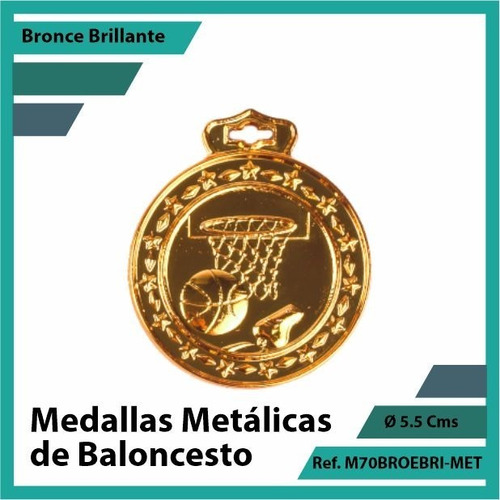 Medallas Deportivas De Baloncesto Bronce Metalica M70brobri