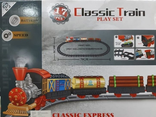 Pista De Tren A Bateria - Classic Train Play Set - 17 Piezas