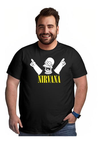 Polera Estampada Homero Simpso Rock Nirvana Tallas Grandes