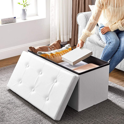 Banco Otomano Plegable Marca Songmics Color Blanco