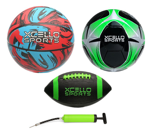 Xcello Sports Juego De 3 Pelotas Multideporte - Jr. Fútbol. Color Multicolor