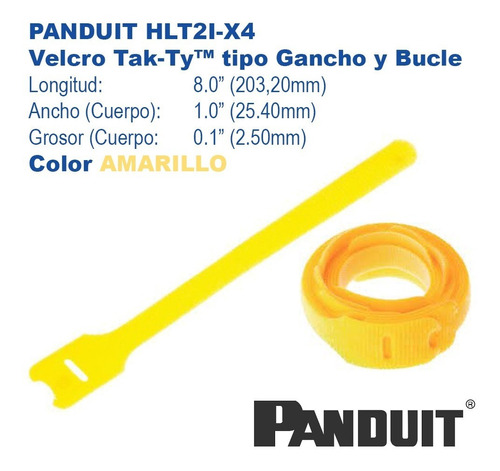 Velcro Panduit De Gancho Y Bucle 203,2 X 25,4mm X10 Amarillo