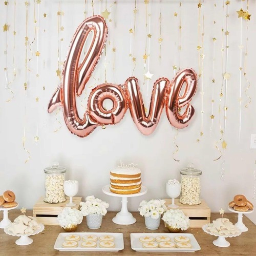 Balao Love Metalizado Rose Gold Casamento Mpfestaecia