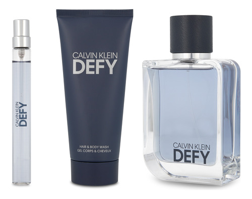 Set Calvin Klein Defy 3pz 100ml Edt Spray Hair And