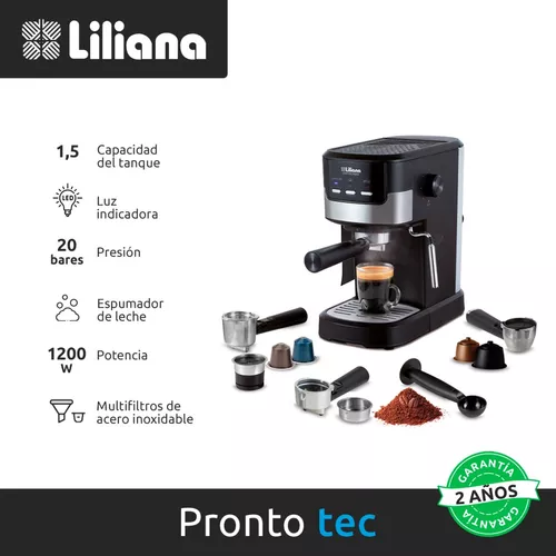 Cafetera Espresso Liliana Coffeechoice Multicapsula 3 EN 1 Expreso,  Capsulas y Espumador