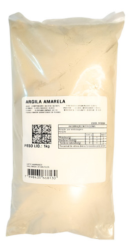 Argila Amarela Em Pó 1 Kg P/ Máscaras Faciais E Compressas