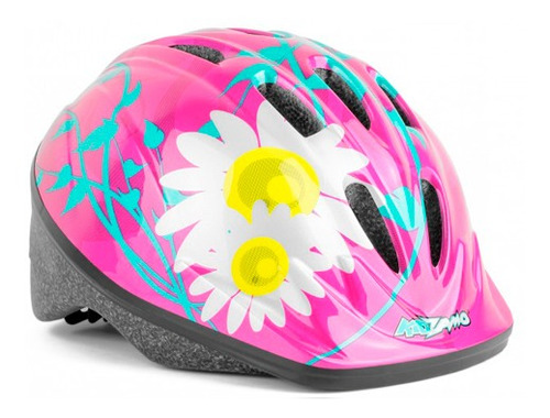 Capacete Ciclismo Infantil Kz-008 Flores Rosa