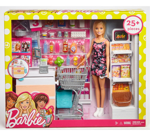 Muñeca Barbie Supermercado Incluye 25 Accesorios (+ 3 Años)