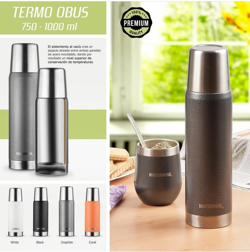 Termo Waterdog Obus Acero Inoxidable 1000 Cc Grafito