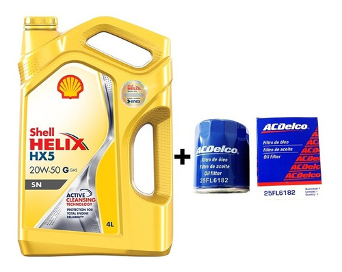 Aceite 20w50 Shell Doble Sello + Filtro Acdelco